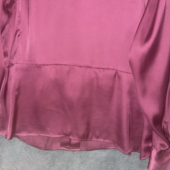 Jones New‎ York Blouse Womens 1X Pink Button Up V Neck Long Sleeve Satin Career - Picture 11 of 12